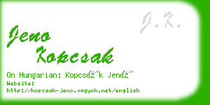 jeno kopcsak business card
